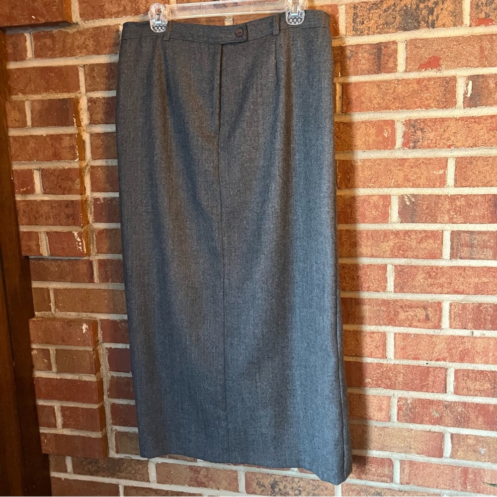 Sag Harbor Women 14 Full Length Gray 100% Wool Skirt Lined Career Minimalist EUC